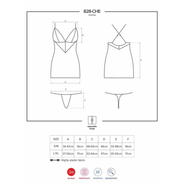 828-CHE-1 Chemise and Thong Black - Image 3