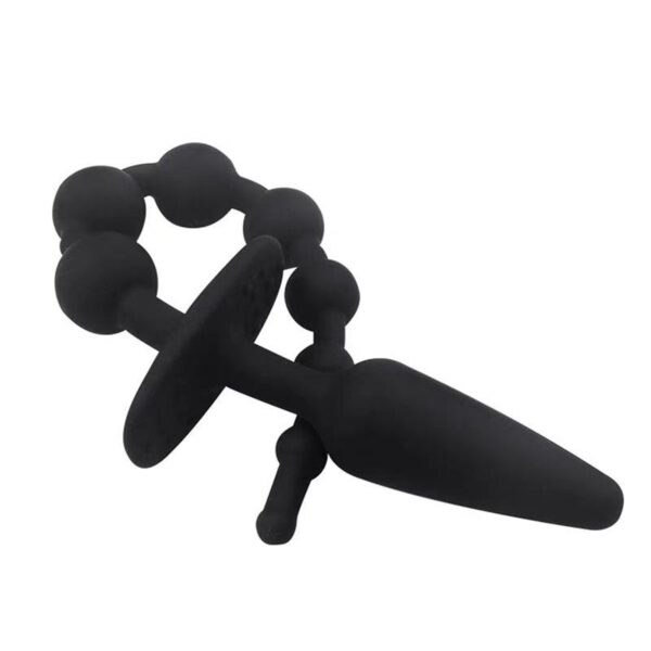 Butt Plug and Anal Chain Silicone Black - Image 2