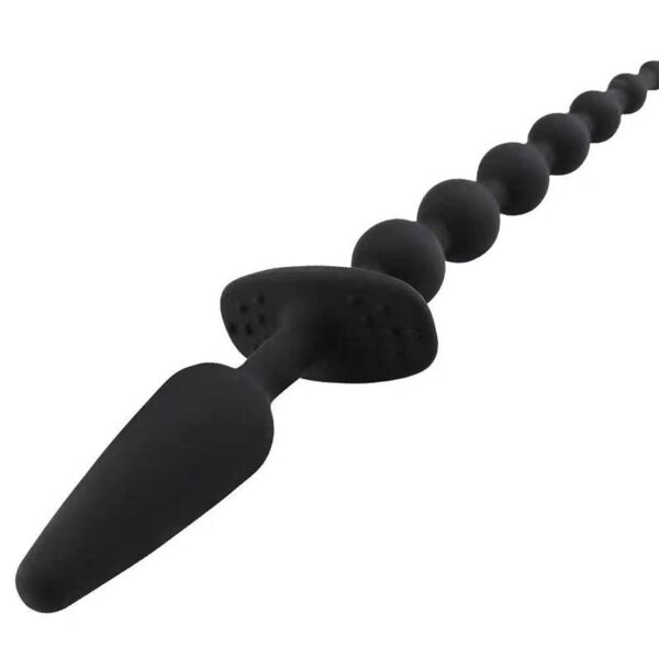 Butt Plug and Anal Chain Silicone Black - Image 5