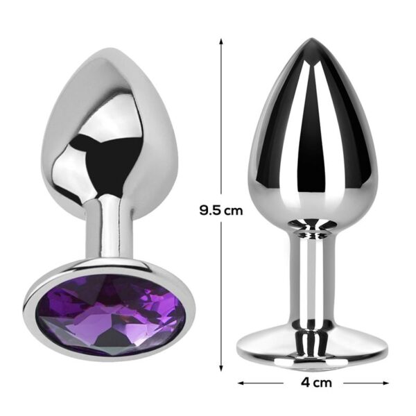 Butt Plug with Jewel Purple Amethyst Size L Aluminium - Image 3