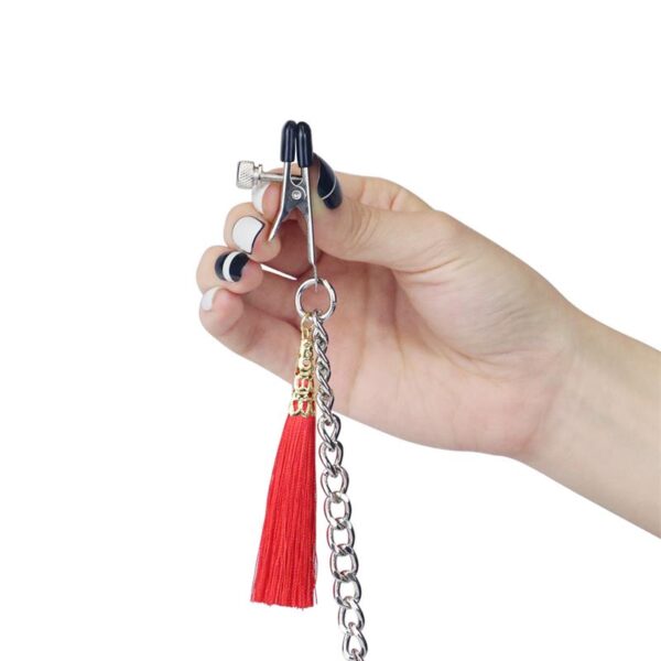 Chain with Nipple and Clitoris Clamps Red - Image 2