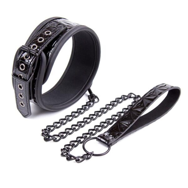Collar with Leash Sapphire Vegan Leather - Image 3