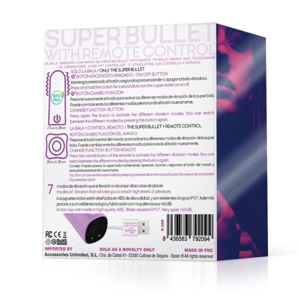 Dhalia Súper Vibrating Bullet with Remote Control High-powered USB Purple - Image 3
