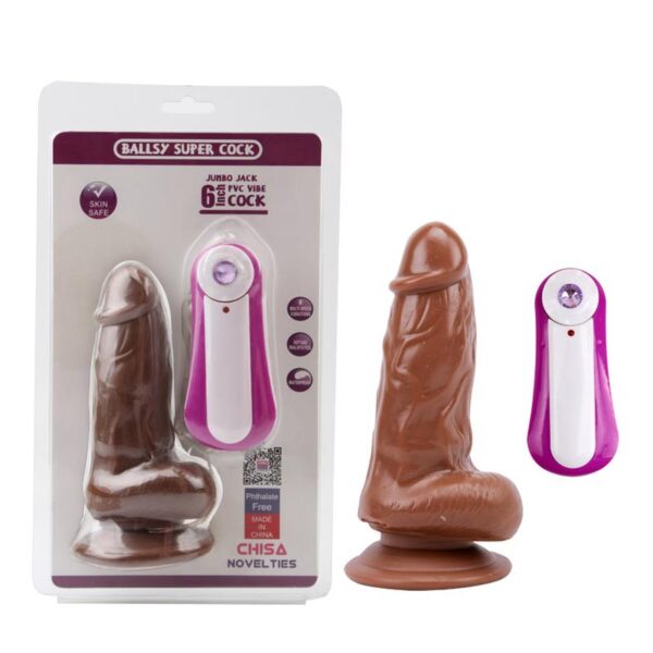 Dildo Jumbo Jack 6 Vibrating Dildo-Brown - Image 7