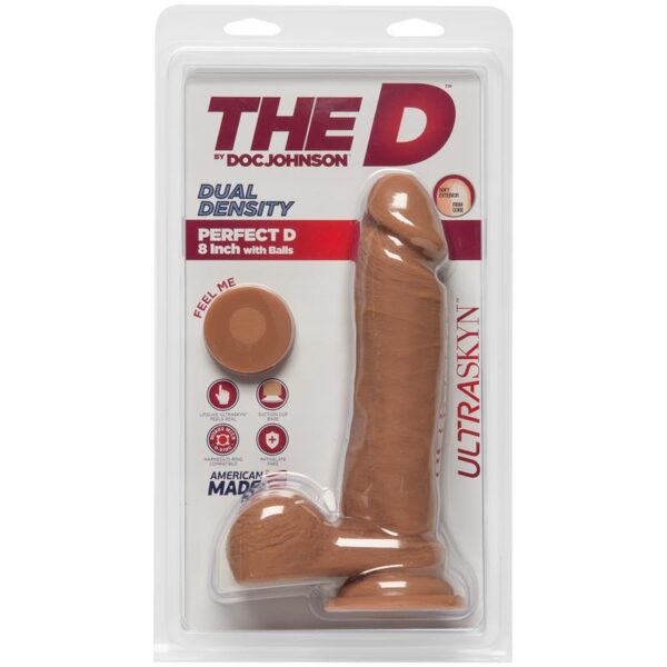 Dual Density dildo Perfect D with Testicles 8 Caramel - Image 3