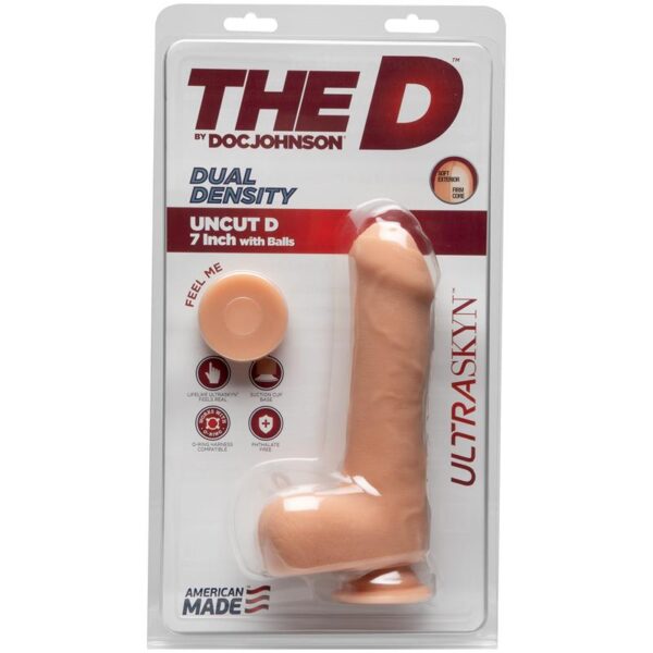 Dual Density Dildo Uncut D with Balls 7 Ultraskyn Vanilla - Image 2