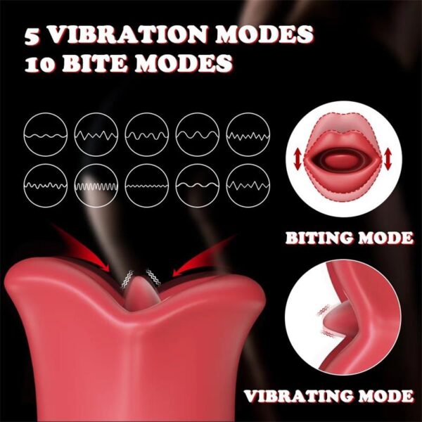 Ember Licking and Vibrating Mouth Shape Massager USB Silicone - Image 4