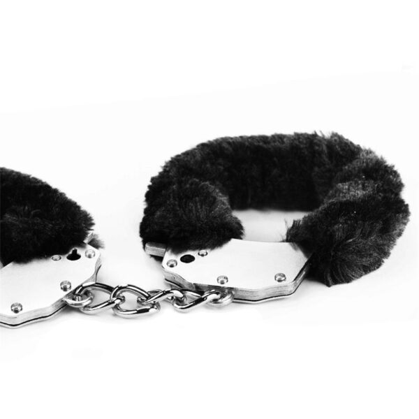 Furry Metal Handcuffs Black - Image 4