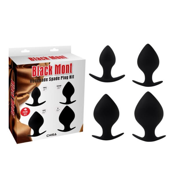 Pack 4 Butt Plug Renegade Spade Silicone Black - Image 2