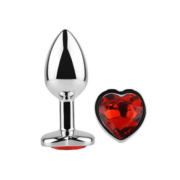 Heart Shaped Butt Plug Red Scarlet  M - Image 3