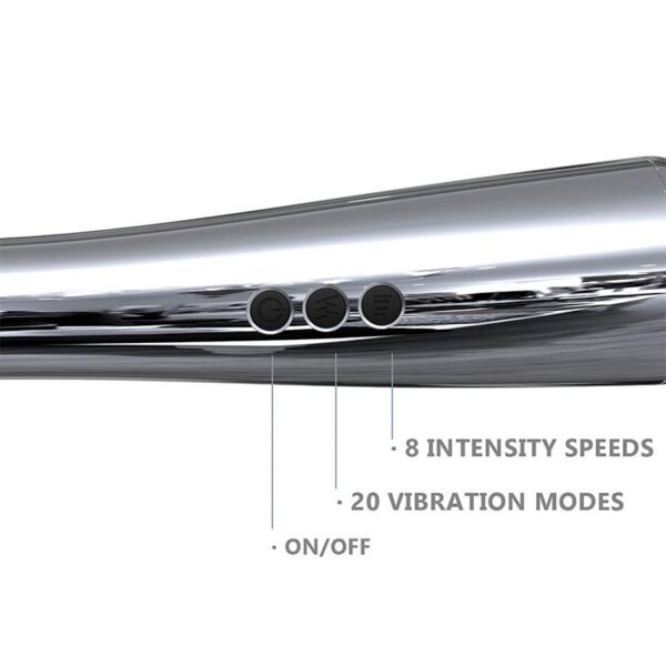 Silvery High-Tech Wand Super Powerful Wireless USB Chrome Silicone - Image 7