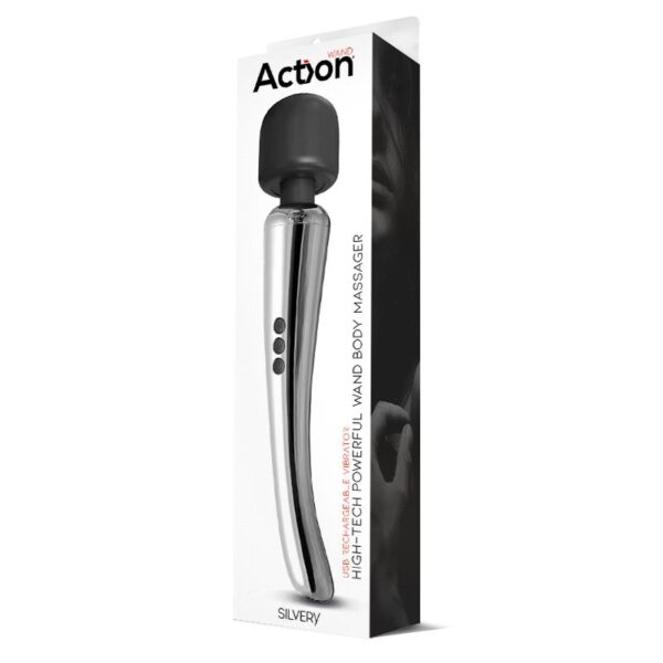 Silvery High-Tech Wand Super Powerful Wireless USB Chrome Silicone - Image 8