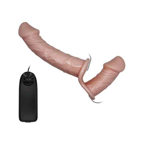 Strap-On with Double Dildo with Vibration Flesh - Image 3
