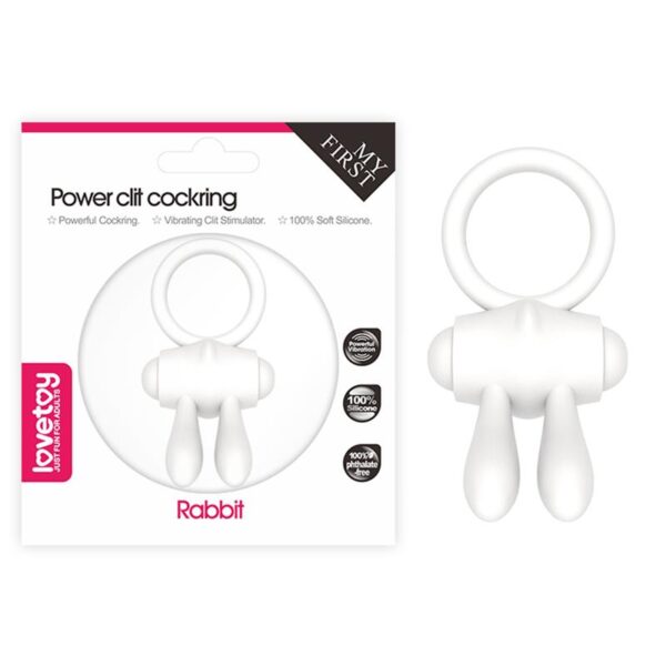 Vibrating Cockring Power Clit White - Image 6