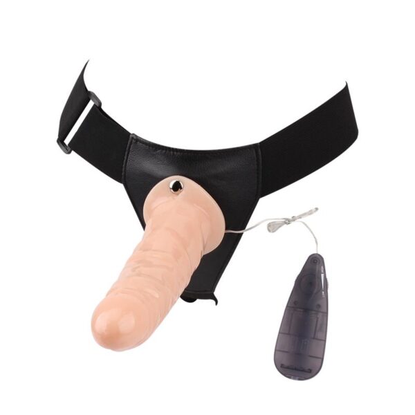 Vibrating Strap-on Harness with Hollow Dildo 7.5 - Image 2