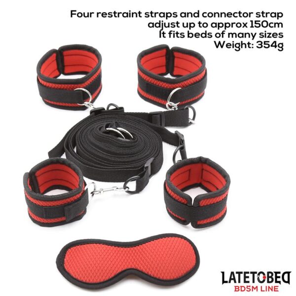 Bed Eestraint Set with Blindfold Adjustable Cuffs - Image 13