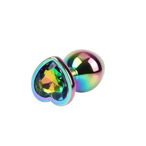 Rainbow Heart Multicolored Anal Plug with Jewel Size M - Image 2