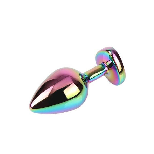 Rainbow Heart Multicolored Anal Plug with Jewel Size M - Image 4